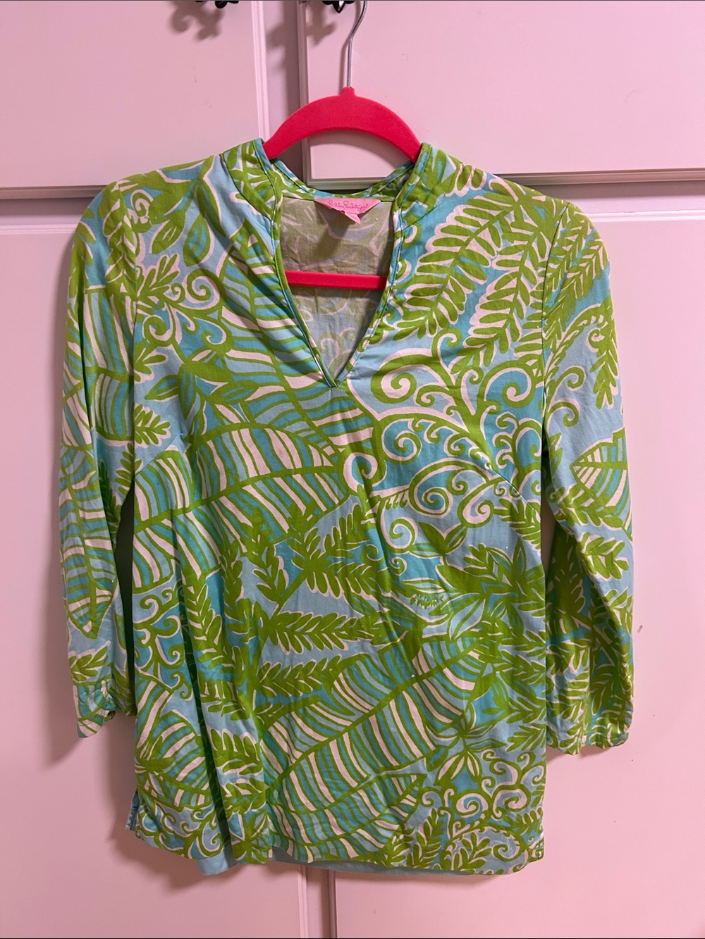 Vintage Lilly Pulitzer Aqua Green Floral Tunic Top Vintage XS